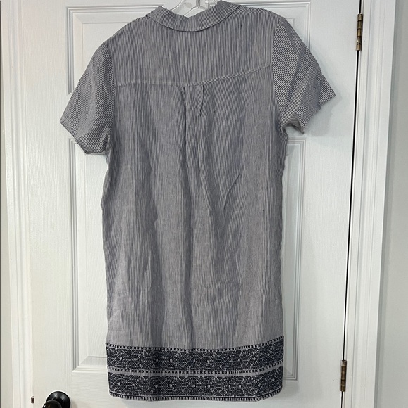 Artisan Blue Striped Dress with Embroidered Hem - Picture 4 of 4